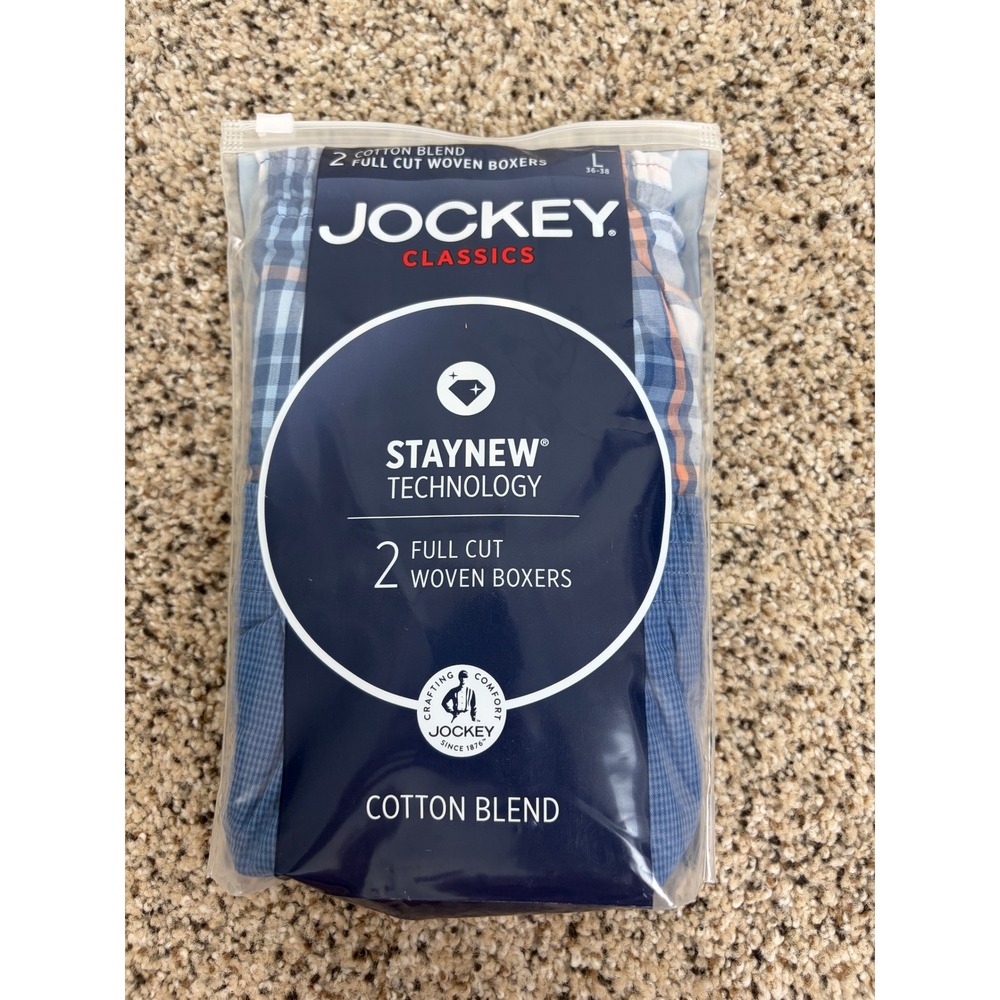 Jockey Boxer Shorts 2 Pack Large Classics Blue Plaid NEW